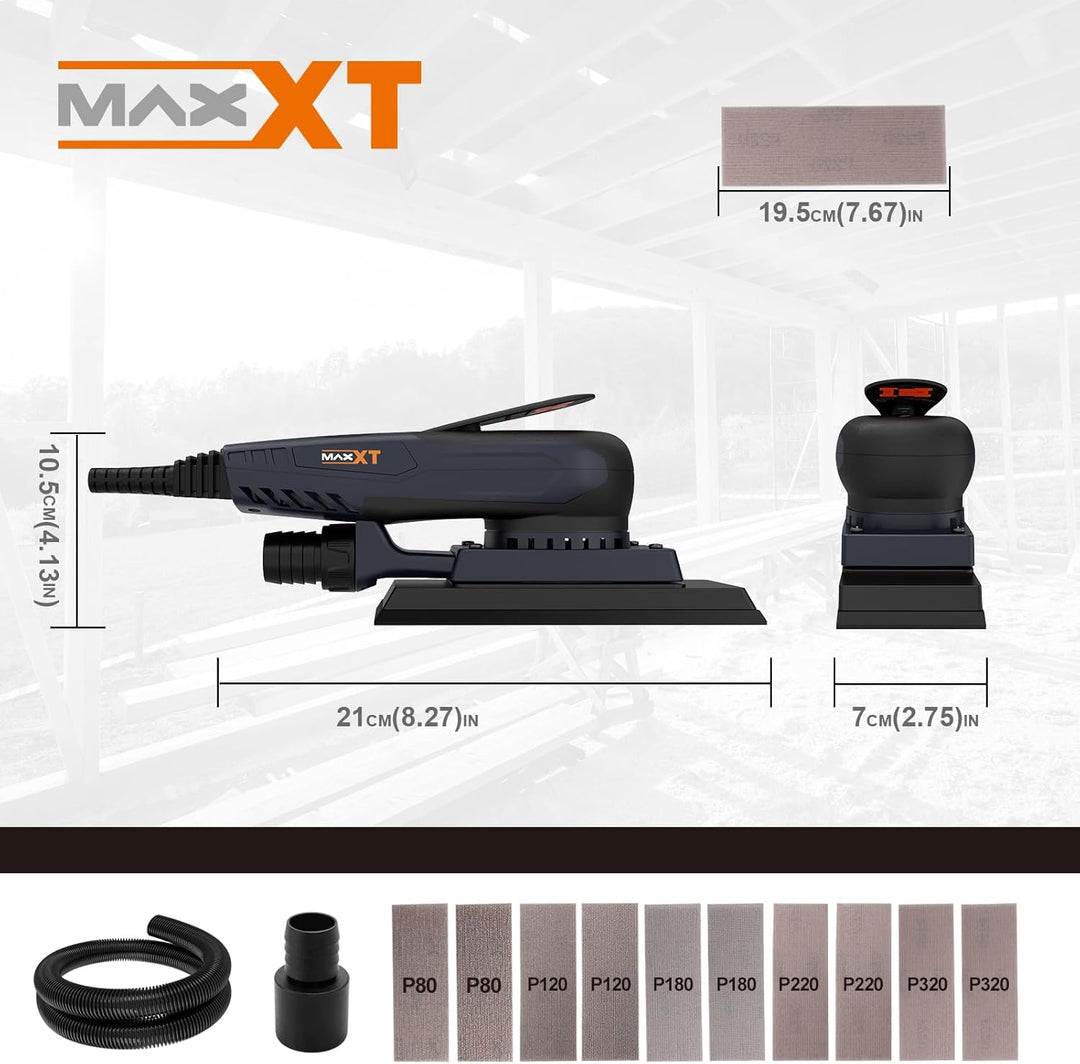 MAXXT bürstenloser Exzenterschleifer Elektrisch 3mm Orbitalschleifer 350W Multifunktion 4000-10000 U