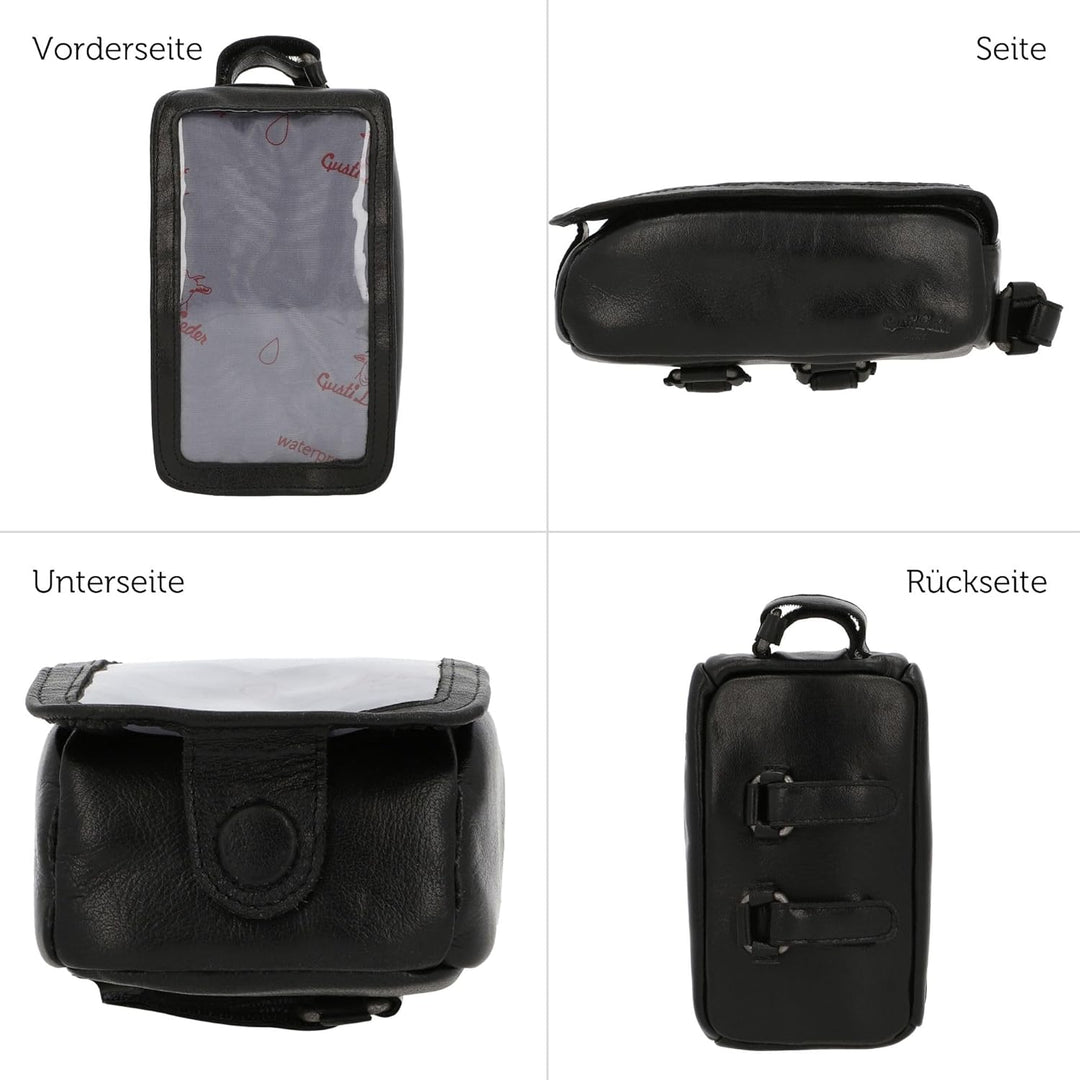 Gusti Rahmentasche Leder - Charly G. Lenkertasche Handyhalterung Navi-Tasche Fahrradtasche Ledertasc