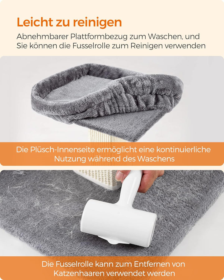 Feandrea Kratzbaum, Katzenbaum mit 40 x 30 cm Plattform aus Plüsch, Kratzstamm, Katzenkratzbaum, 71