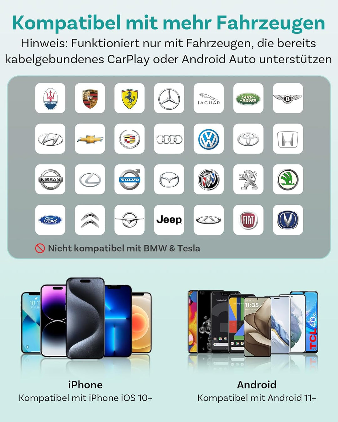 2026 Ottocast Mini Tube Wireless CarPlay & Android Auto Adapter, Kabelgebunden zu Kabellos, Plug & P