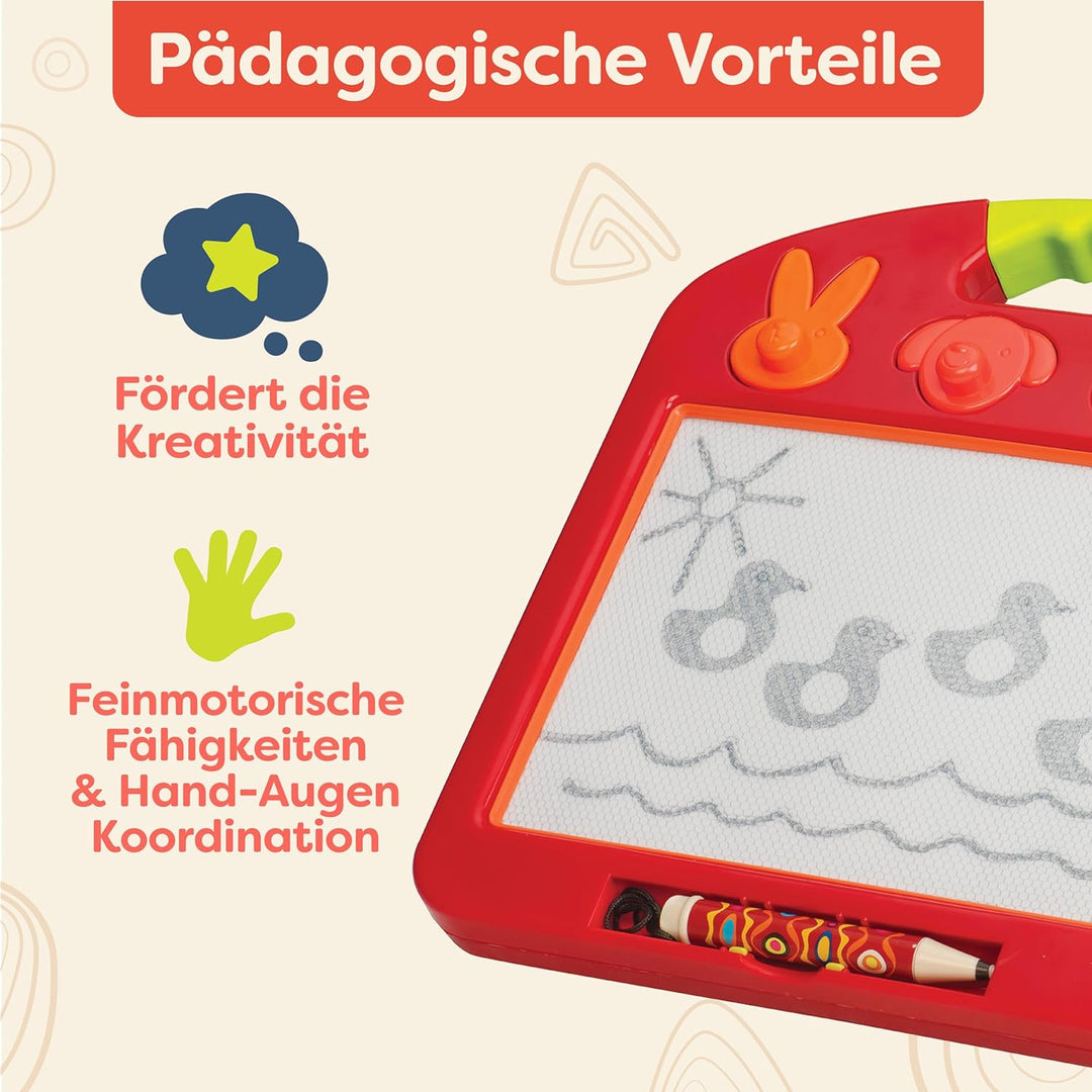B. toys - Toulouse-LapTrec - Magnetische Zeichentafel - 4 Tierstempel - Tragbarer Skizzenzeichner -