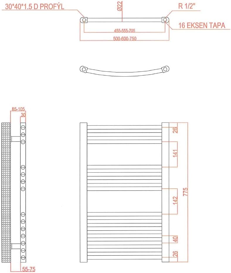 anapont elektrischer Badheizkörper 775x400 - weiss gerade - Timer-Funktion - Handtuchheizkörper - Ba