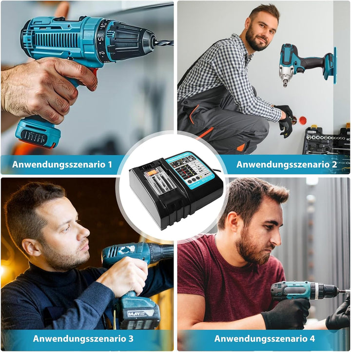 Akku 18v Ladegerät DC18RC Schnellladegerät Kompatibel mit Makita 14,4 Volt und 18 Volt Li-Ion Ersatz