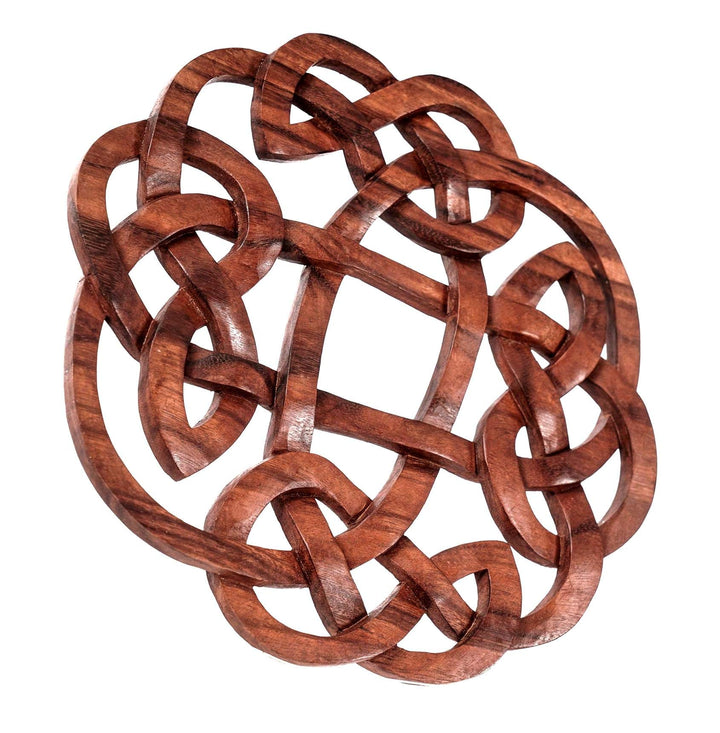 Windalf Celtic Wand Deko Flory Ø 24 cm Keltischer Knoten Handarbeit aus Holz