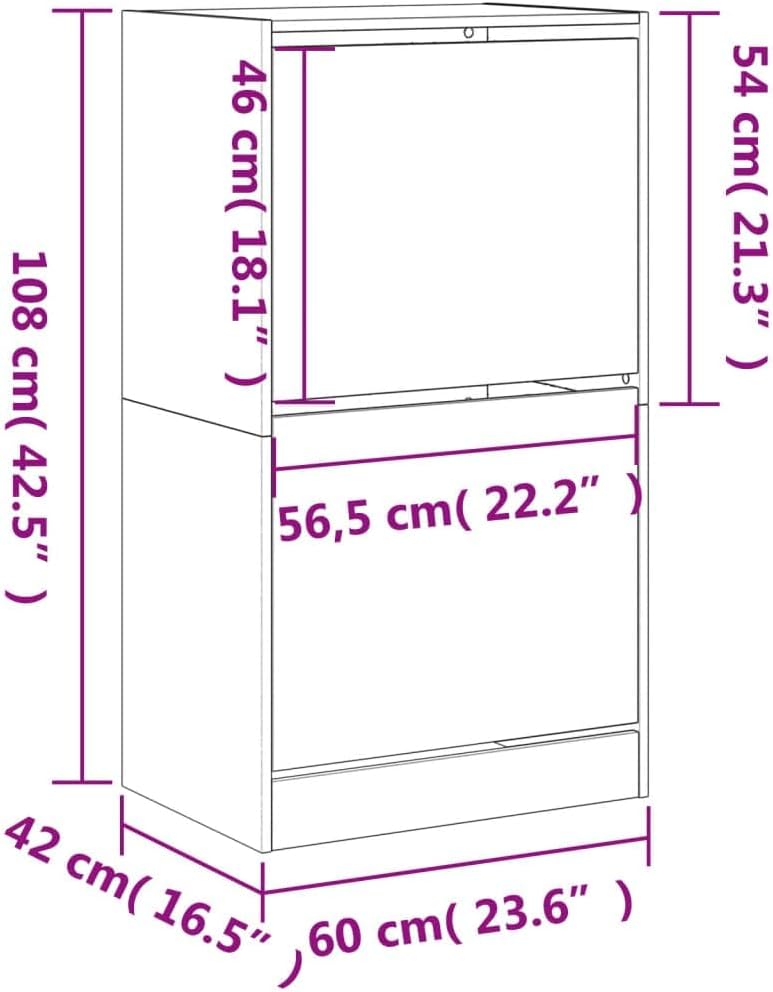 Gecheer Schuhschrank 2 Fächer Schuhablage Schuhregal Schuhständer Schuhaufbewahrung Schuhkipper Schu