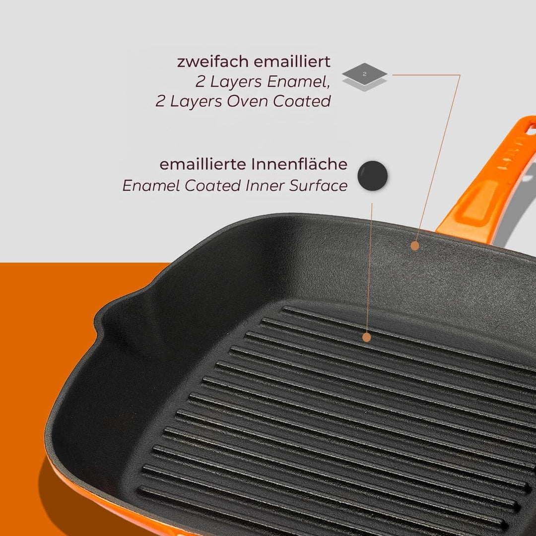 LAVA GRILLPAN M/TEGENGREEP 280X280 MM LVPGT2828K0O ORANGE/BLACK 47.5 x 32 x 5.7 cm Farbverlauf Orang