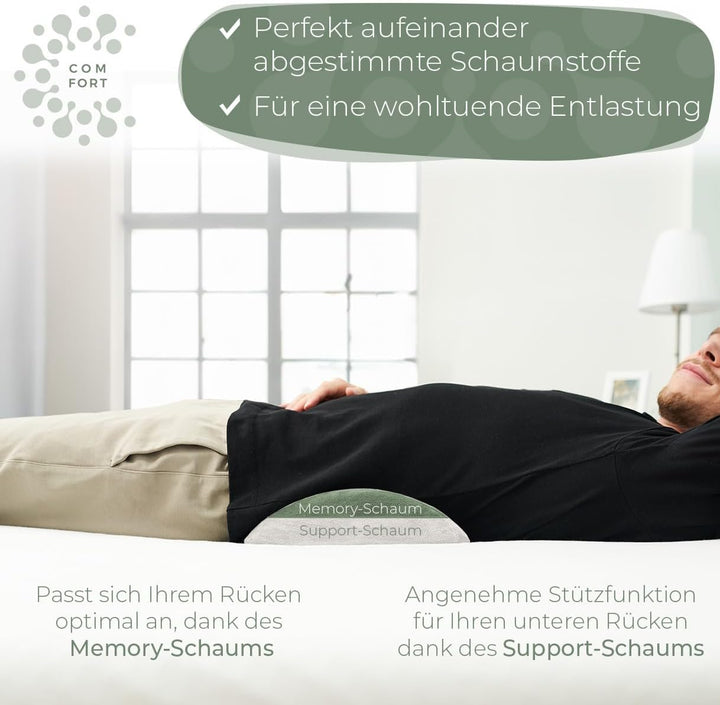 WELL B4 Ergonomisches Lendenwirbelkissen für Bett &amp; Sofa - Lendenkissen zur Rückenstütze im Liegen -