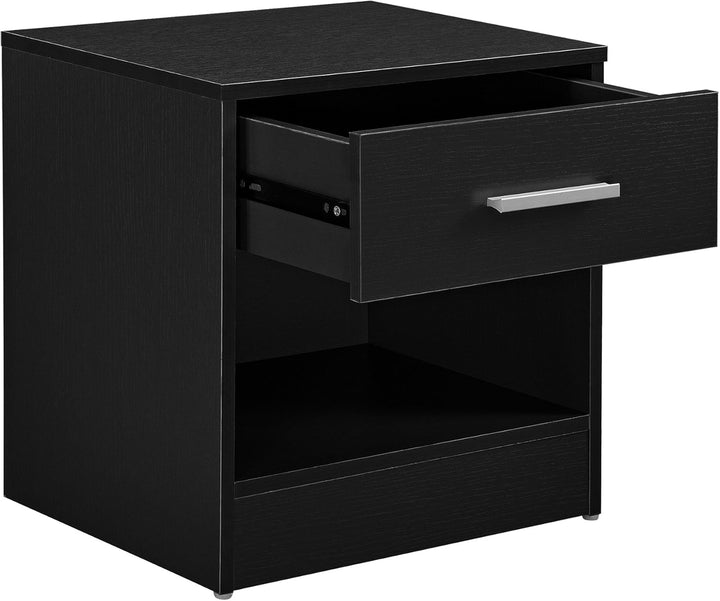 [en.casa] Eleganter Nachttisch mit Schublade und Ablagefach Nachtschrank Schwarz Schubladentisch Nac