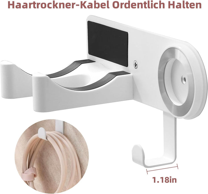 Föhnhalterung Wand Ohne Bohren, Fönhalter für Haartrockner, Edelstahl Haartrocknerhalter zum Kleben,