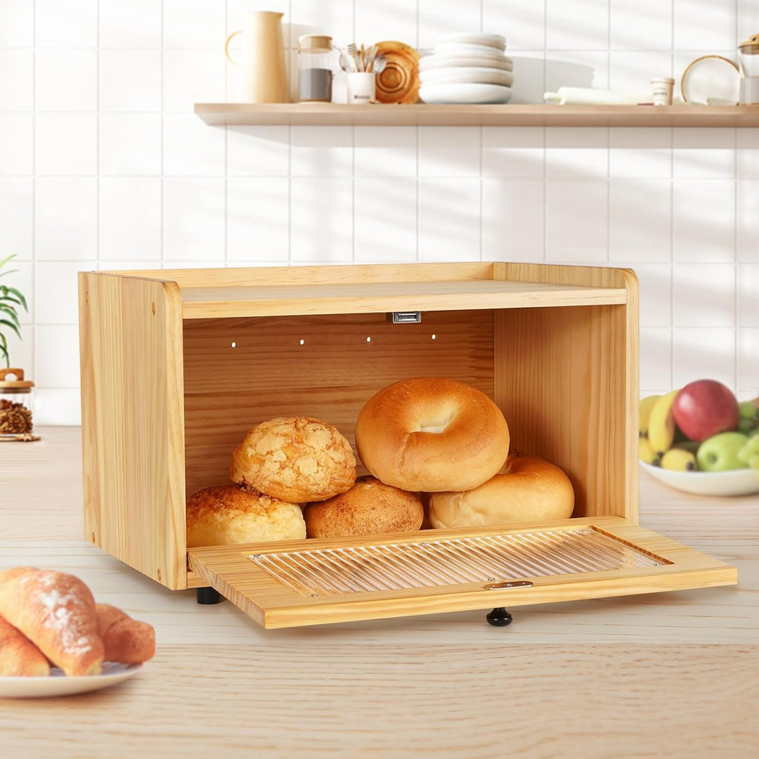 GUUSII HOME Brotkasten Holz Brotbox Küchentheke Brotaufbewahrung Zirbenholz Brot Aufbewahrungsbox Kü
