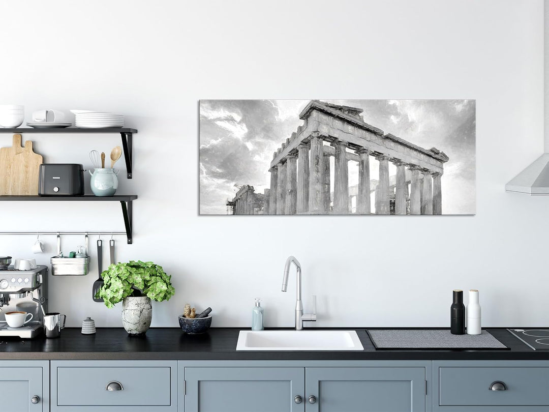 Glasbild Panorama | Wandbild aus Echtglas | Akropolis in Athen | 120x50 cm | inkl. Aufhängung und Ab