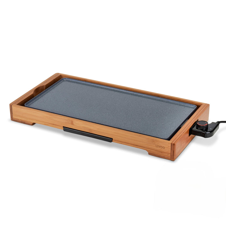 Livoo - Plancha Bambus mit Keramikbeschichtung DOC322-2200 W, 50 x 24,5 cm, ohne PFOA: PFOS, Schwarz