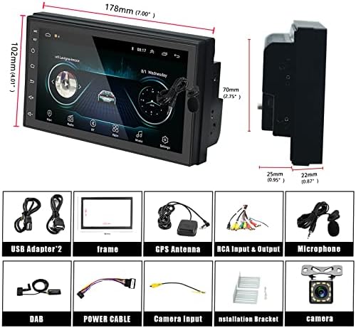 Android Autoradio GPS Navi 2 Din - Autoradio Bluetooth mit 7 Zoll HD Touchscreen Multimedia Radio mi