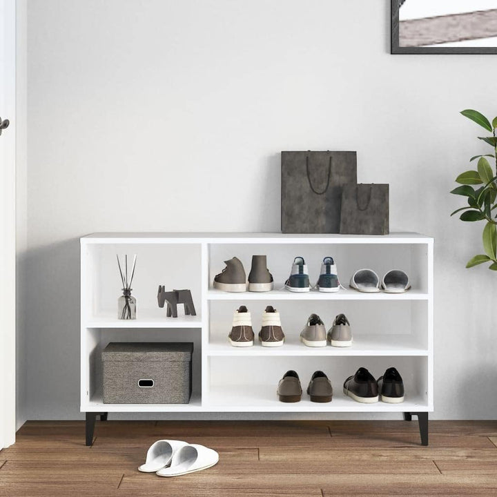 FIRBNUS Schuhregal Weiss 102x36x60 cm Holzwerkstoff Schuhorganizer Stauraum Schrank Schuhaufbewahrun