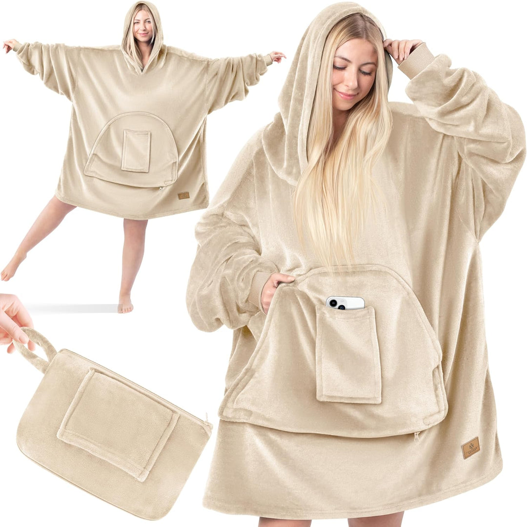 KESSER® Hoodie Decke Kuscheldecke mit Ärmeln Deckenpullover Vielseitig Tragbare Decke zum Anziehen f