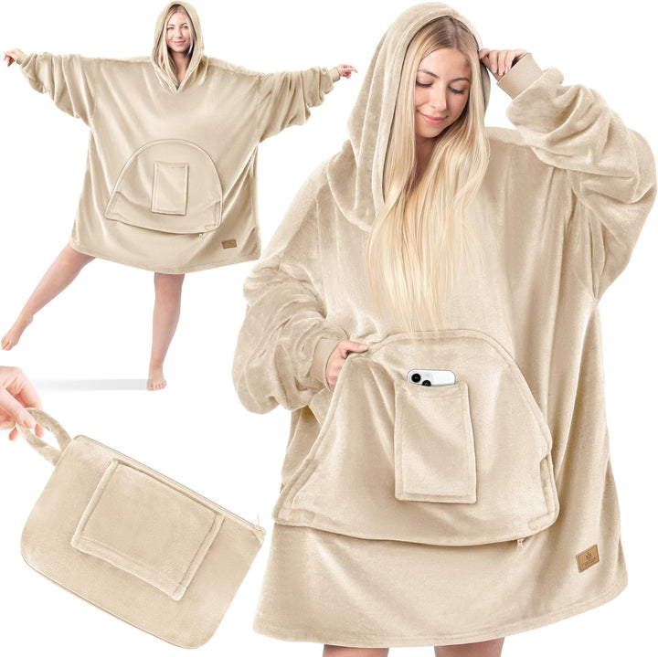 KESSER® Hoodie Decke Kuscheldecke mit Ärmeln Deckenpullover Vielseitig Tragbare Decke zum Anziehen f