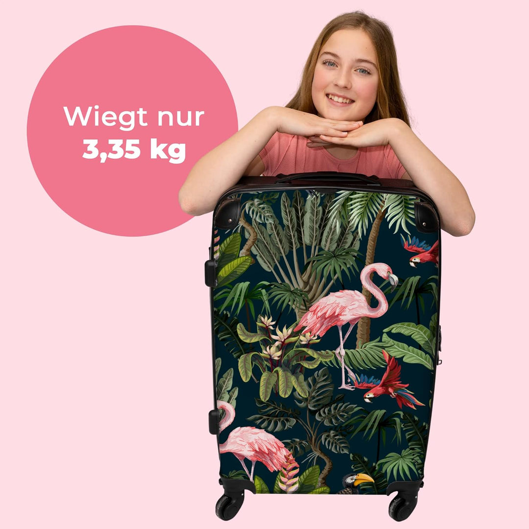 Koffer gross Trolley Rollkoffer Reisekoffer mit 4 Rollen Fotokoffer - Jungtiere - Muster - Kinder -