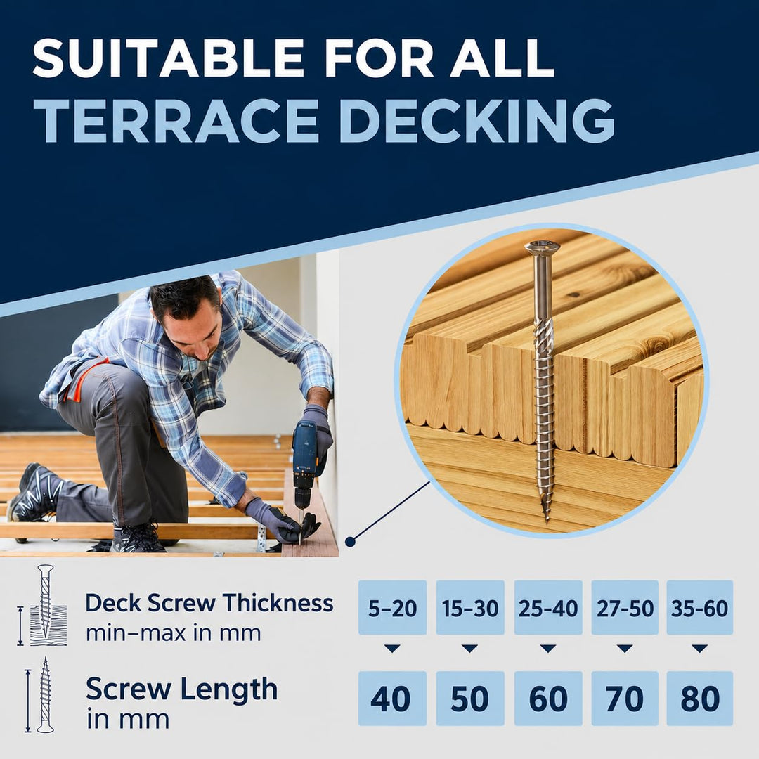 Terrassenschrauben 5x60 Edelstahl A2 Linsenkopfschrauben Torx Schrauben 5mm stark 400 Stück Holzschr