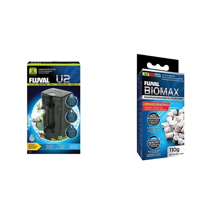 Fluval U2 Innenfilter, für Aquarien von 45 bis 110l + Biomax, Bio-Ringe mit einem komplexen Porensys