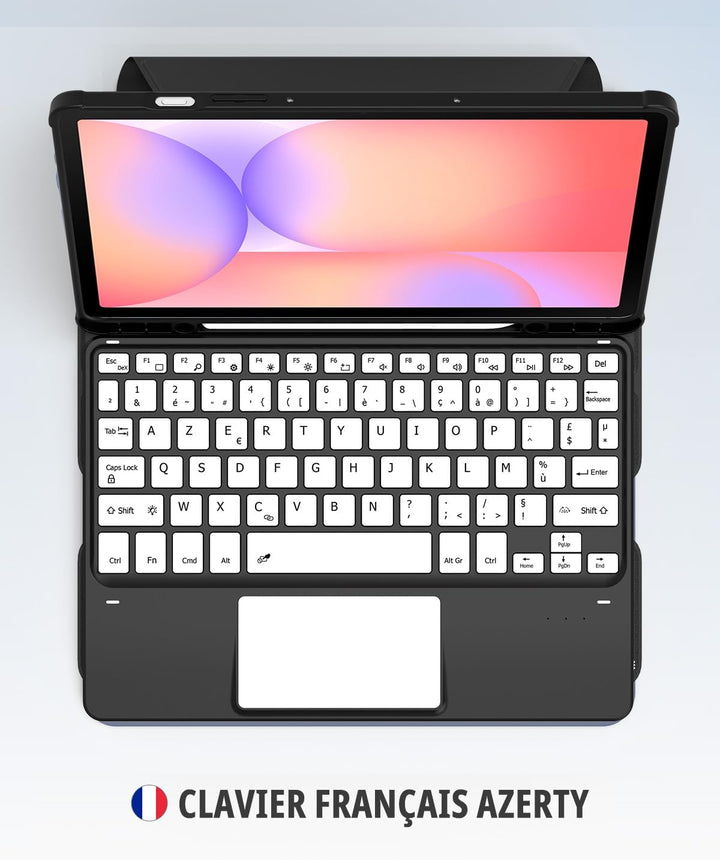 CACOE Drehbare Hülle mit Tastatur für Samsung S10 Lite 2025 mit Touchpad, 7-Farbige Beleuchtung Abne