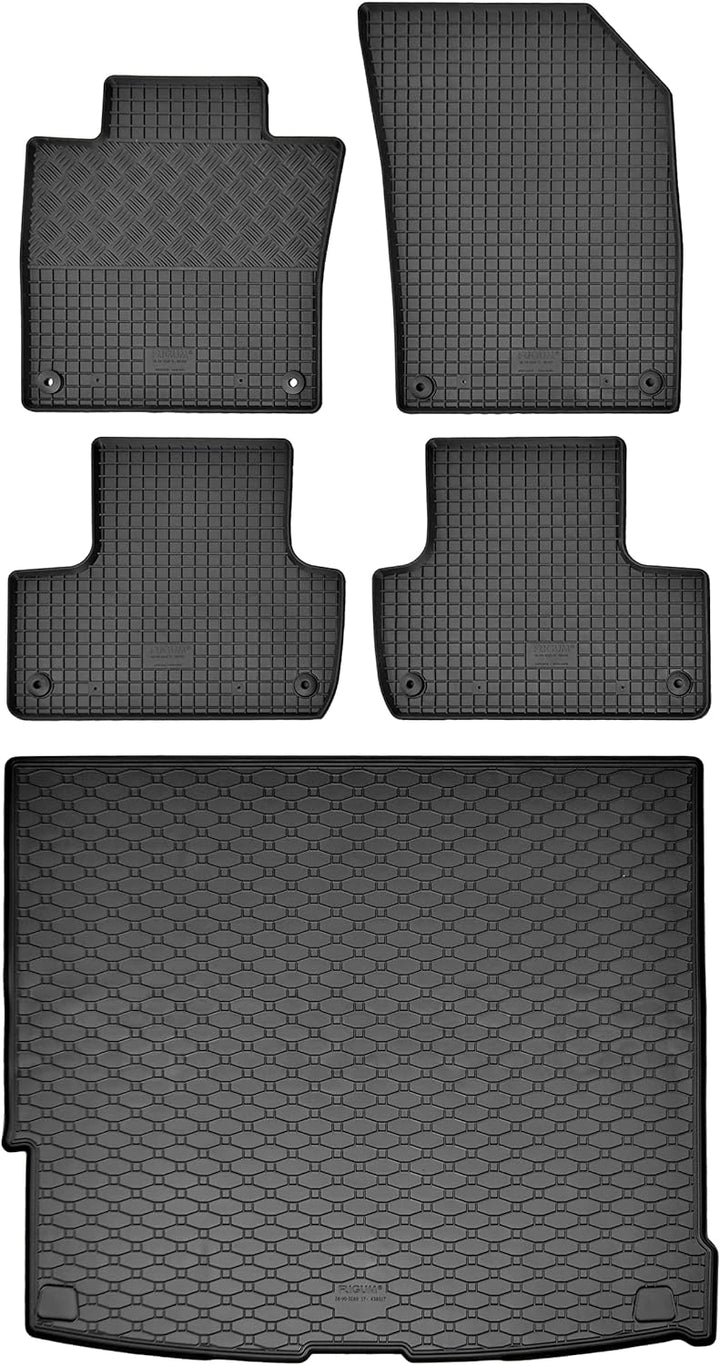 Passgenaue Kofferraumwanne und Gummifussmatten geeignet für Volvo XC 60 ab 2017 + Gurtschoner