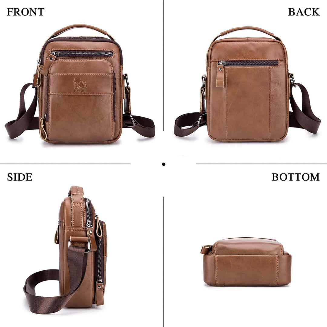 BAIGIO Leder Umhängetasche Herren Schultertasche Vintage Männer Tasche Crossbody Bag Herrentasche zu