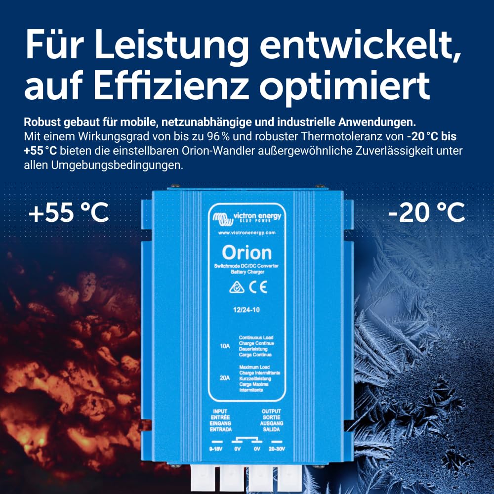 Victron Energy Orion IP20 12/24-Volt 10 Amp DC-DC Konverter Nicht isoliert, Hohe Leistung 12/24-Volt