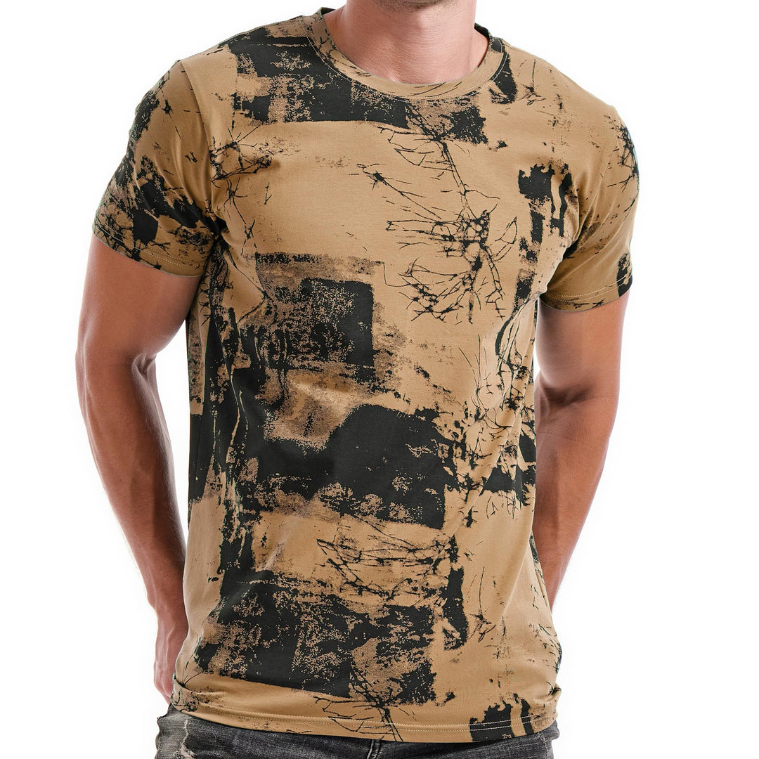 RONOMO Herren Mode Krawatte Dye T-Shirt Casual Print T-Shirt Graffiti T-Shirt S Fk Khaki, S Fk Khaki