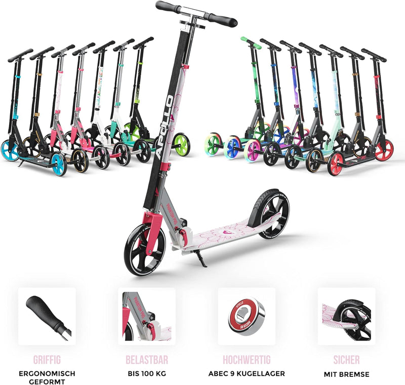 Apollo XXL Wheel Scooter - Phantom Pro Cityroller | Klappbarer City Roller für Kinder | Höhenverstel