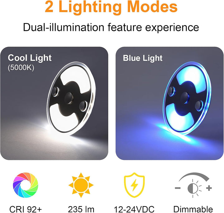 Obeaming 4 x 12V LED Deckenleuchte Wohnmobil Flach Dimmbar Panel Rund Leuchte 75mm 235LM mit Touch S