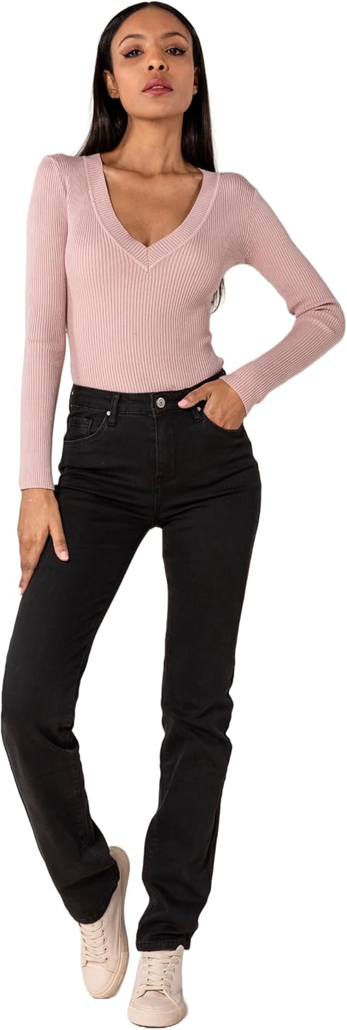 Nina Carter P209 Damen High Waist Tall Jeans Straight Leg Jeanshose mit geradem Beinschnitt Used-Loo