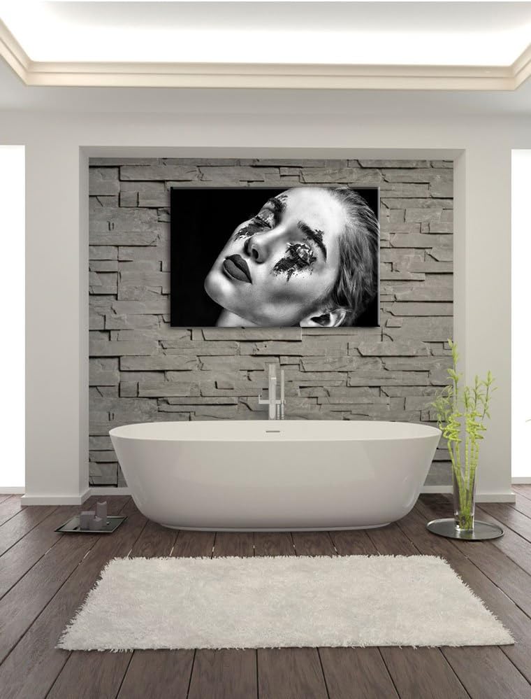 Pixxprint Dark Rotes Auge als Leinwandbild | Grösse: 100x70 | Wandbild| Kunstdruck | fertig bespannt