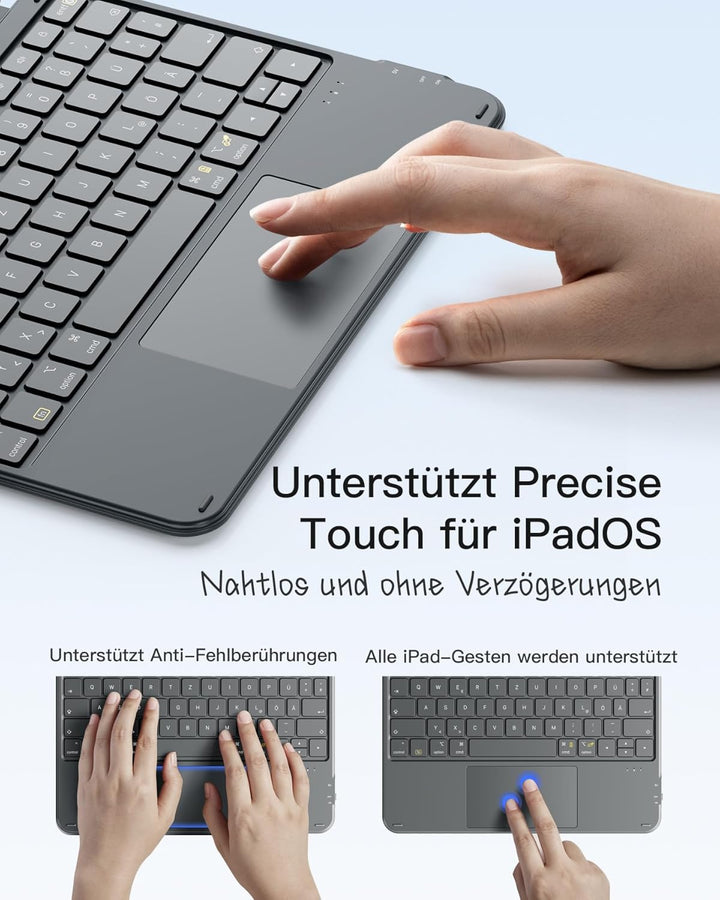 Inateck Hülle mit Tastatur für iPad Pro 11 2024, ACE Touch Ultraleichte Tastatur Abnehmbar, mit Touc