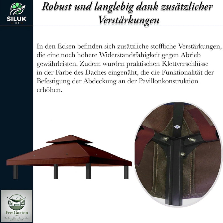 freigarten.de Ersatzdach für Pavillon 3x3 Meter Wasserdicht Material: Panama PCV Soft 370g/m² extra