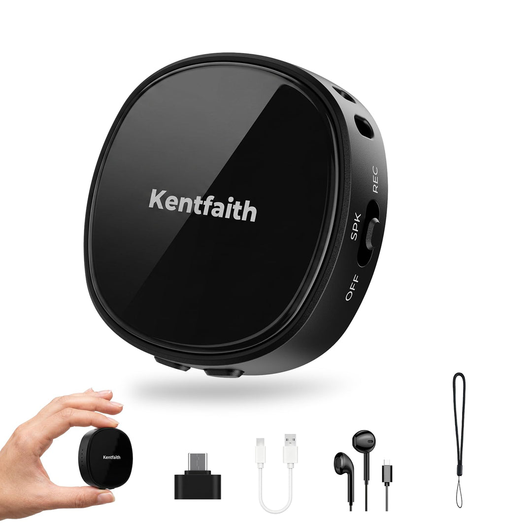 Kentfaith 64GB Diktiergerät Mini Magnetisch VOA mit USB-C-Anschluss | One-Touch-Diktiergeräte,DSP-Ra