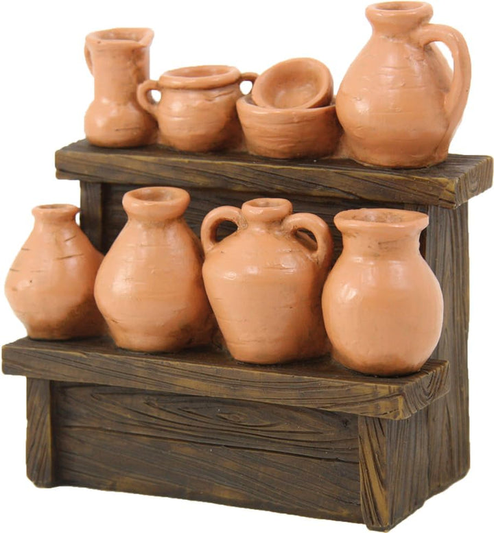 FADEDA Marktstand,Krüge' / Höhe:12 cm/handbemalt/detailgetreue Krippen Figuren - Weihnachten Tisch D