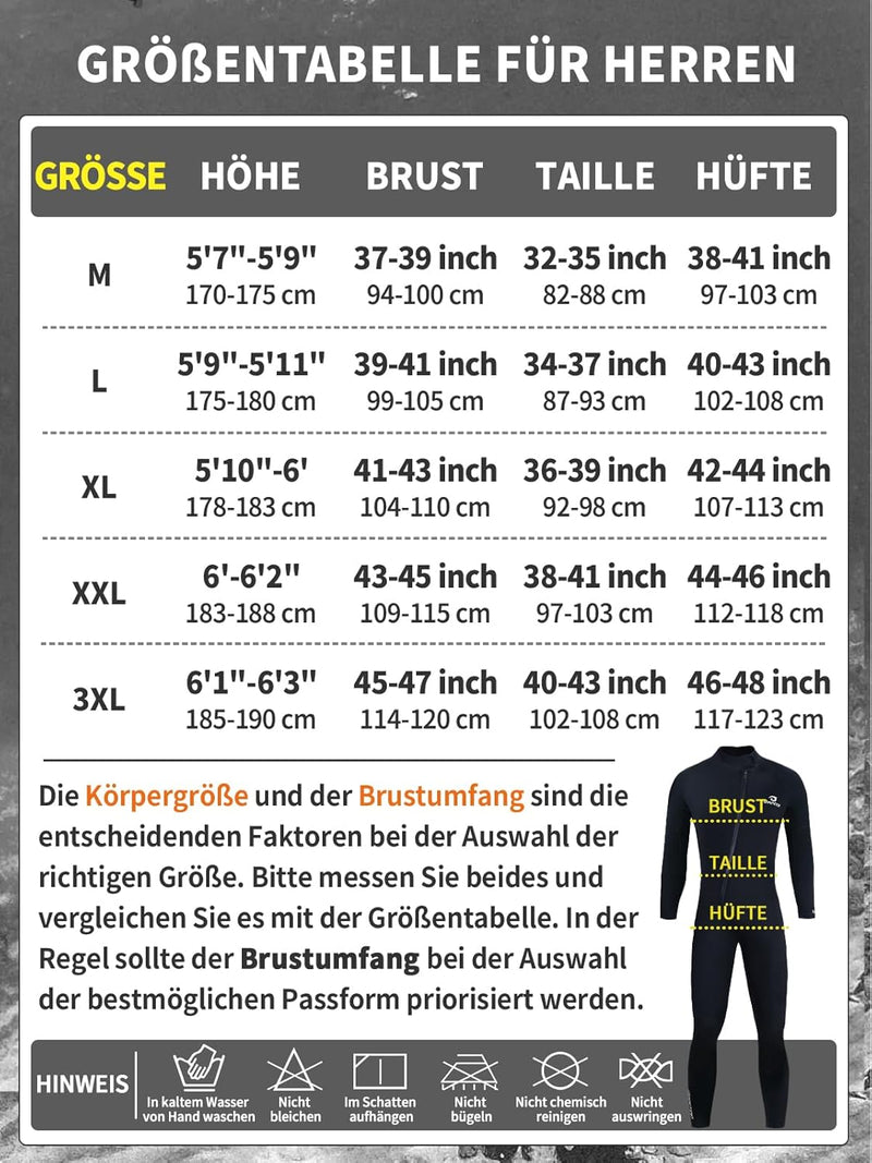 Owntop 5mm Neoprenanzüge für Männer Frauen - Erwachsenen Neopren Taucheranzug, Ganzkörper Wet Suit m