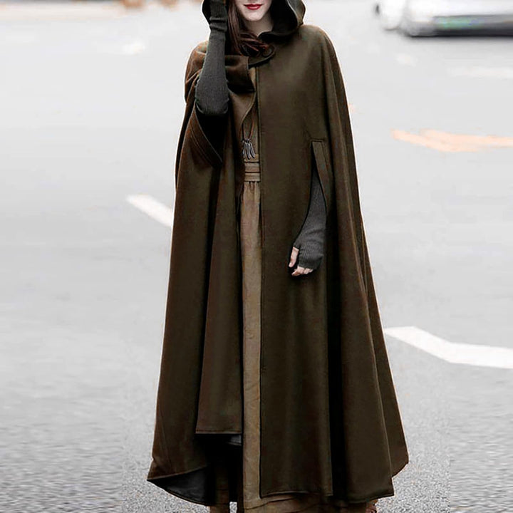 Lange Umhang mit Kapuze DamenVintage Einfarbig Poncho RobeHalloween KostümLeichte TrenchcoatWinddich