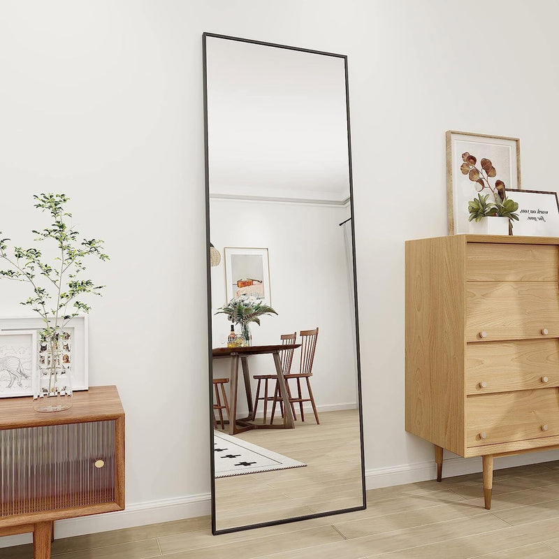 BD-Baode Wandspiegel Schwarz 40x140cm Rechteckiger Metallrahmen Spiegel Wandspiegel für Garderobe Wo