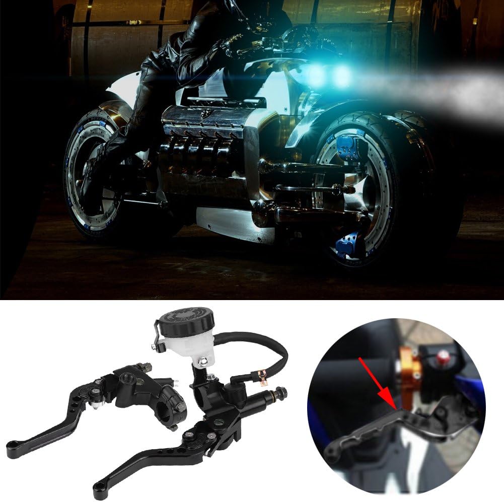 Universal 7/8-Zoll-Motorradbremskupplung Hauptbremszylinder-Reservoirhebel Set Schwarze Kupplungen E