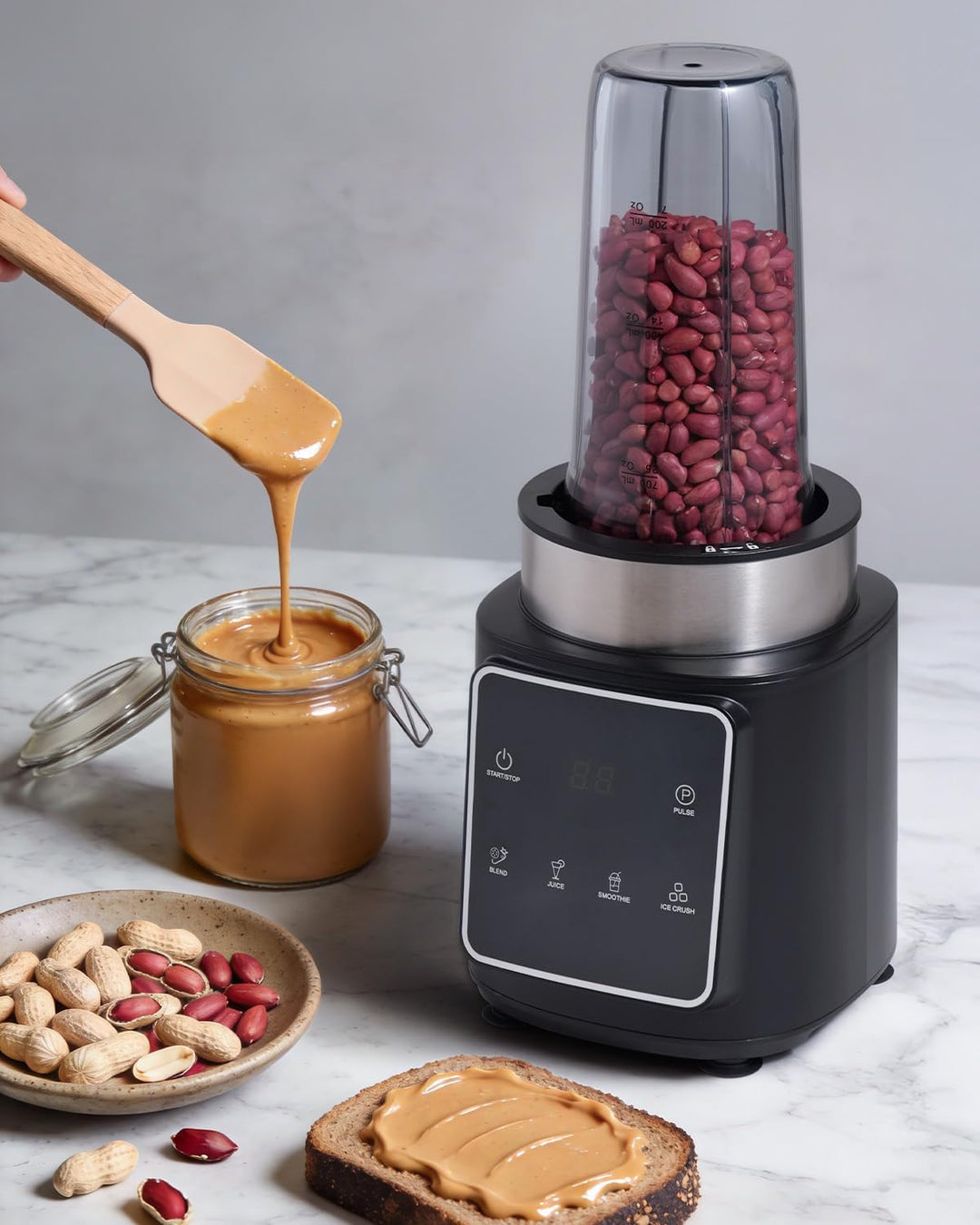 TWOMEOW Standmixer, 1500 W, Eisknackmesser 6-Klingen FüR Mixer, Smoothie Maker Mit 4 Programme + Pul