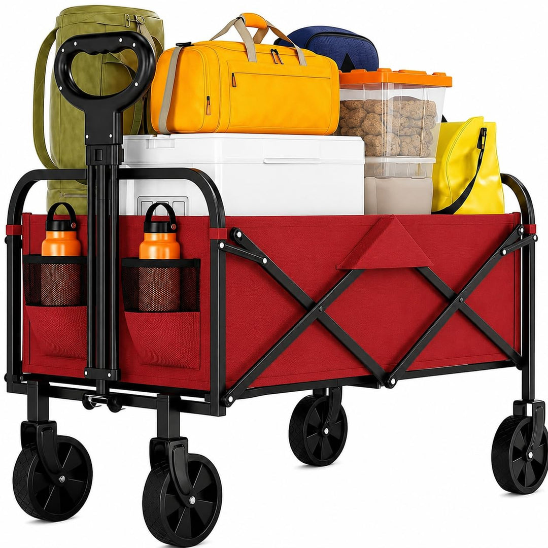 Litake Bollerwagen faltbar 220L, Gartenwagen mit All-Terrain-Rädern | Faltbarer Bollerwagen 220L mit