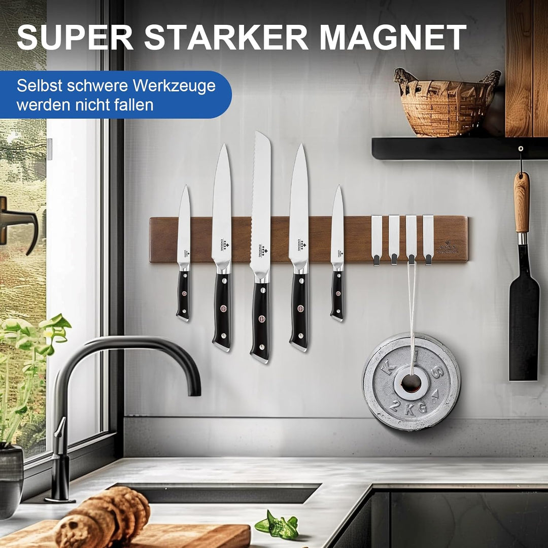 ENOKING Magnetleiste Messer 40 cm, Messerblock Magnetisch ohne Messer, Magnet Messerhalter aus Akazi