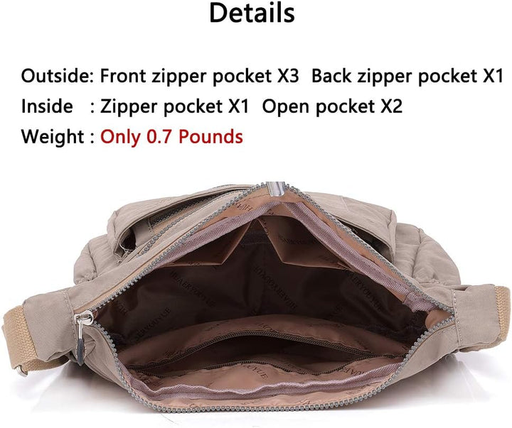 MINTEGRA Umhängetasche für Damen, Nylon, wasserdicht, Schultertasche, Messenger-Tasche, leicht, Pock