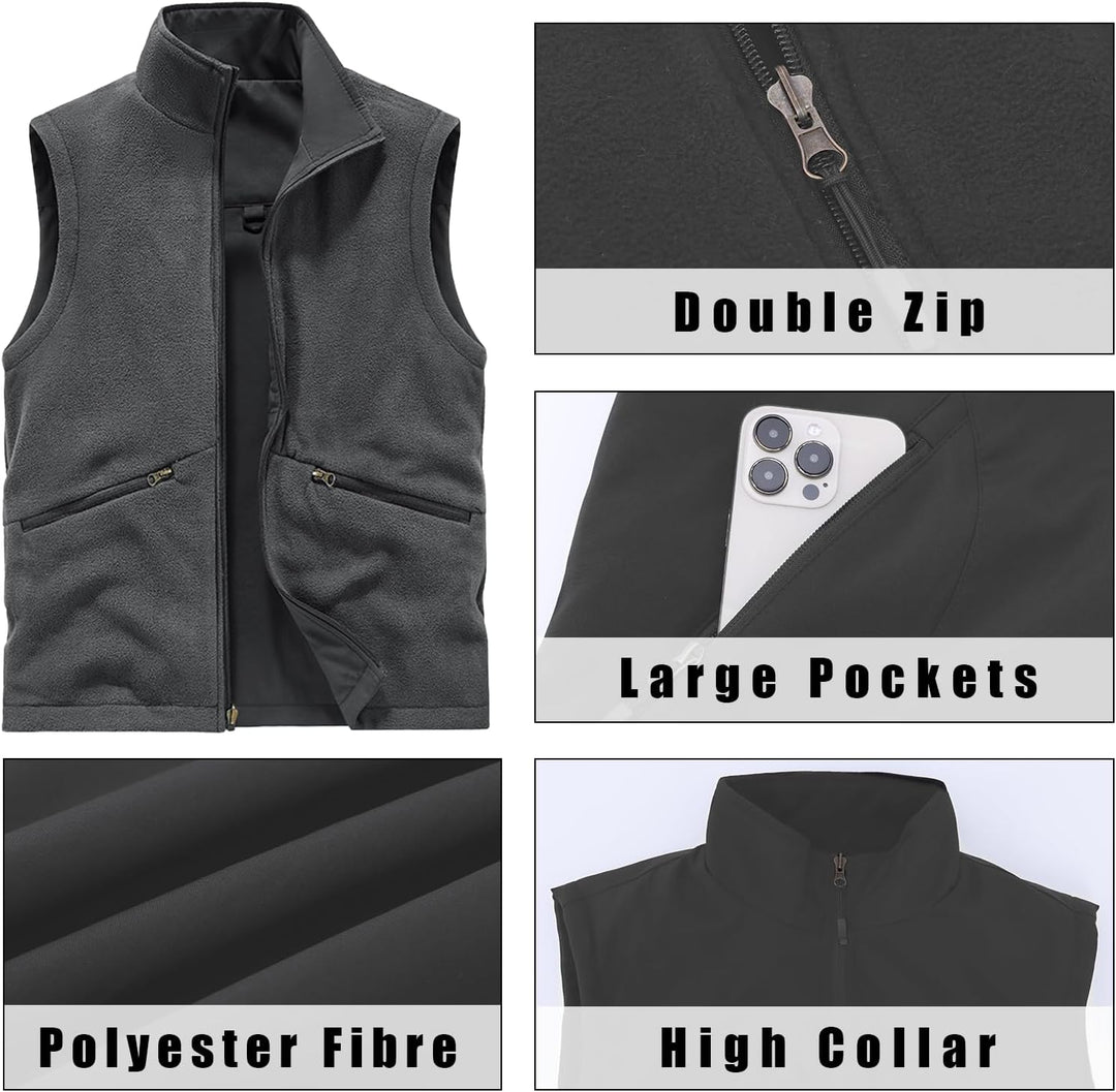 BWBIKE Herren Fleeceweste Reversible Wear Ärmellose Jacken Plus Velvet Outdoor Winddichte Verdickung