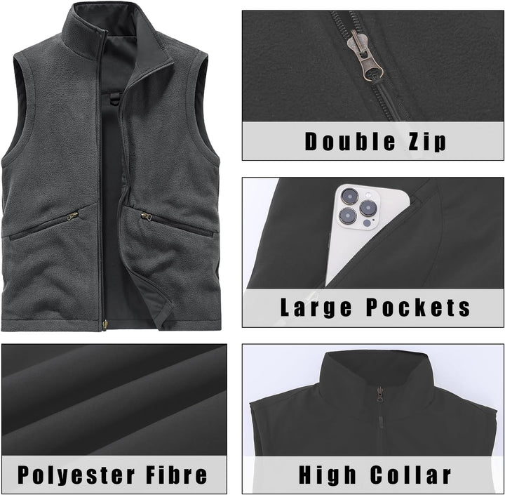 BWBIKE Herren Fleeceweste Reversible Wear Ärmellose Jacken Plus Velvet Outdoor Winddichte Verdickung