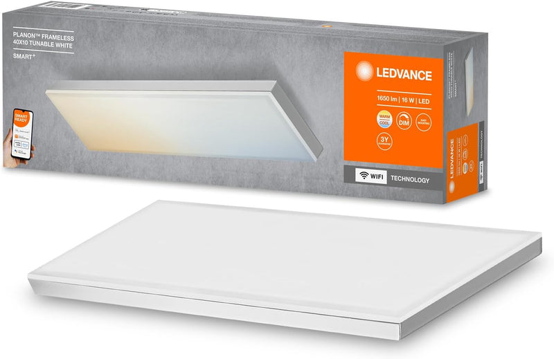 LEDVANCE Smarte LED Deckenleuchte, Panel für Innen mit WiFi Technologie, Lichtfarbe änderbar (3000K-