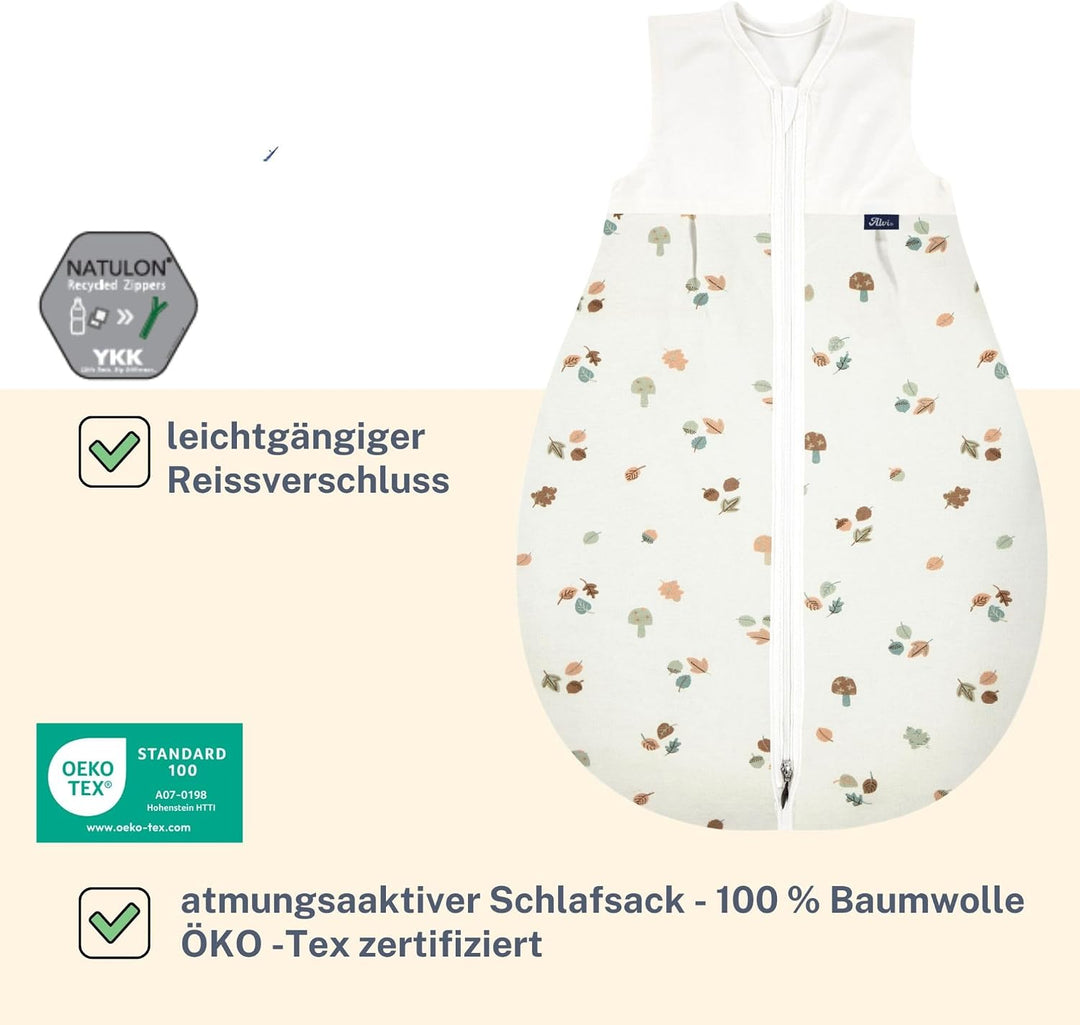 Alvi Schlafsack Baby Mäxchen light I leichter Babyschlafsack ärmellos I Sommerschlafsack Jungen und