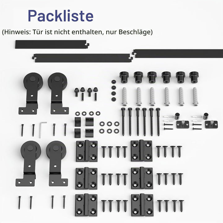 153cm/5FT Bifold Schiebetürbeschlag Schiebetüren Schiebetürsystem Komplettset Laufschiene Rollen Set