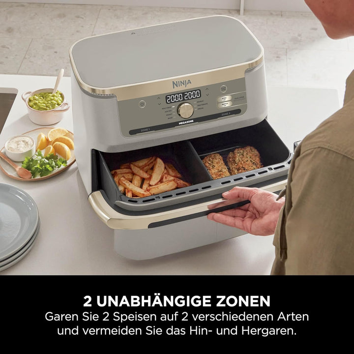 Ninja Foodi FlexDrawer Heissluftfritteuse, Dual Zone, verwandelt sich in MegaZone, 10,4 L, Dual Zone